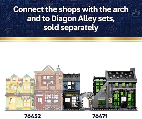 LEGO Harry Potter Beco Diagonal Lojas Mágicas - Kit de Modelo em Miniatura com 8 Minifiguras e Patrono Colecionável - Decoração para Quarto Infantil - Presente para Meninas, Meninos e Fãs a partir de 8 Anos - 76471