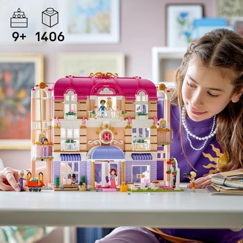 LEGO Friends Hotel Grand de Heartlake City - Miniatura com 6 mini bonecas, 2 figuras de animais e acessórios - Presente de aniversário para meninas a partir de 9 anos - 42704