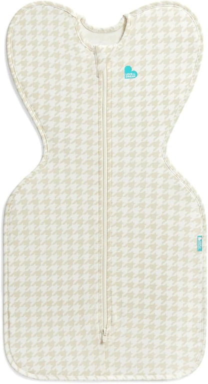 Love To Dream™ Swaddle UP™, Recém-nascido 2,2-3,8 kg - Estampa Pied-de-Poule Bege, Ajuste Perfeito, Favorece uma Rotina de Sono Saudável, 1.0 Tog para Temperatura de 20-24°C, Algodão Elástico Lavável à Máquina, 2 Zíperes, Troca de Fralda Fácil