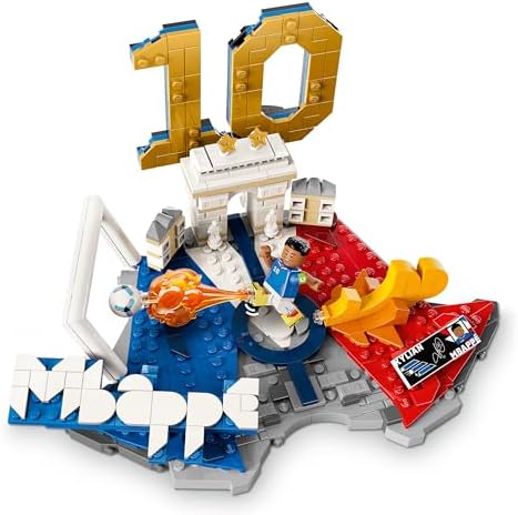 LEGO Editions Kylian Mbappé – Melhores Momentos do Futebol - Kit de Modelo 3D com Minifigura Colecionável - Decoração para Quarto Infantil - Presente para Meninos e Meninas a partir de 10 Anos e Fãs de Esportes Adultos - 43013