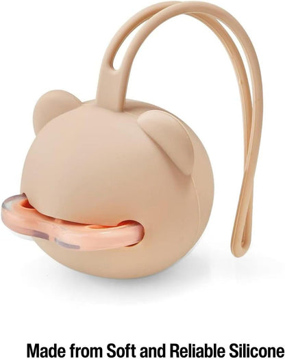 PandaEar Conjunto de 2 Estojos Porta-Chupetas de Silicone em Formato de Urso com Alça para Viagem e Uso Portátil, Recipiente Macio e Portátil para Chupetas de Bebês Recém-Nascidos e Crianças Pequenas