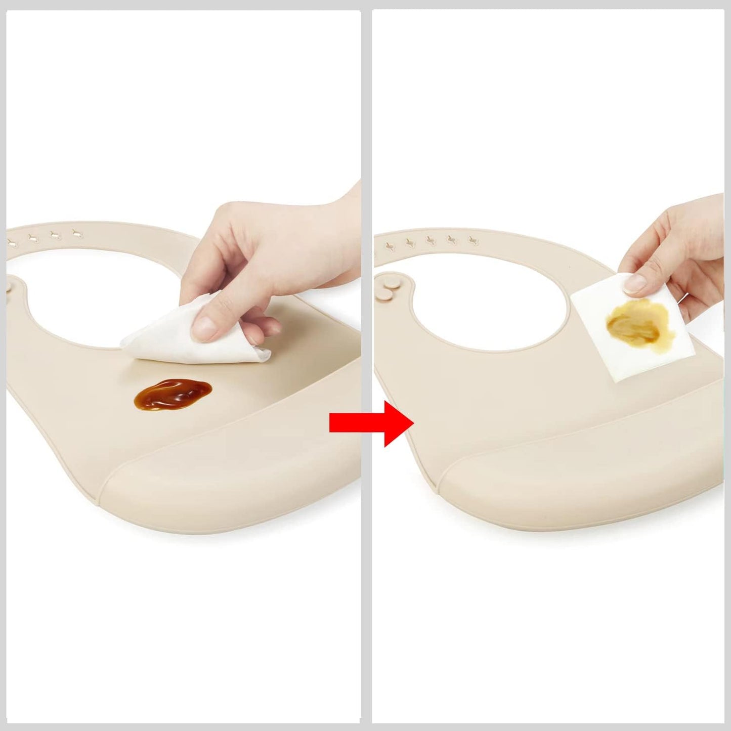 PandaEar Conjunto de 3 Babadores de Silicone para Bebês e Crianças Pequenas: Babadores superfinos, leves e impermeáveis, ajustáveis e com bolso coletor de alimentos. Unissex e sem sujeira.