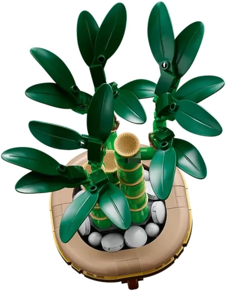 LEGO Planta artificial Botanicals Lucky Bamboo para exibição interna - Conjunto para adultos inclui um vaso edificável com um pedestal com efeito de madeira para decoração de casa - Presente para ela ou ele