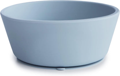 Mushie Tigela de silicone com ventosa, tigela antiderrapante com ventosa para bebês e crianças pequenas, material: silicone de qualidade alimentar, pode ser lavada na lava-louças e usada no micro-ondas (azul claro)