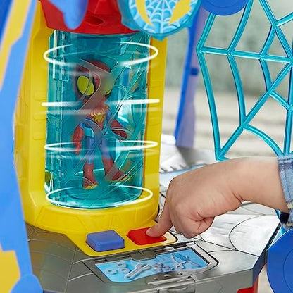 Conjunto de Brinquedo Marvel Spidey e Sua Turma: Web-Quarters (QG da Teia) com Boneco do Spidey, Veículo e Acessórios