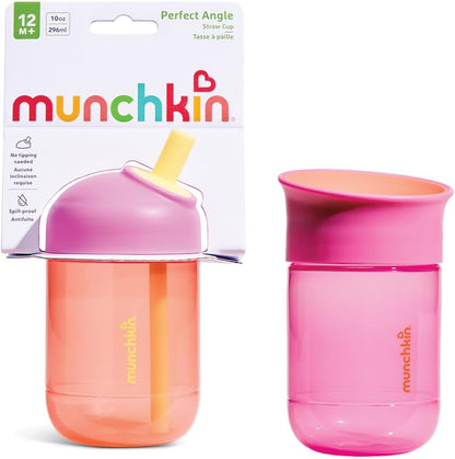 Munchkin Kit com 2 Copos : Copo com Canudo Perfect Angle e Copo Miracle | 296 ml | Coral