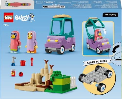LEGO Bluey Vovós com Bingo e Bluey - Brinquedo Educativo com Carro, 2 Minifiguras e Jardim - Conjunto Montessori - Presente de Aniversário para Meninas e Meninos a partir de 4 Anos - 11216