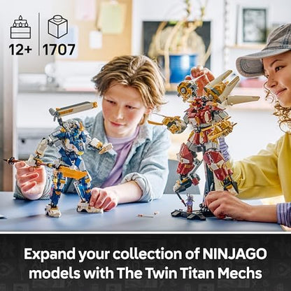 LEGO NINJAGO Os Mechs Titãs Gêmeos - Brinquedo Ninja com 2 Figuras de Ação e 3 Minifiguras, incluindo Kai e Nya - Decoração para Quarto Infantil - Presente de Aniversário para Meninos a partir de 12 Anos e Fãs Adolescentes - 71870
