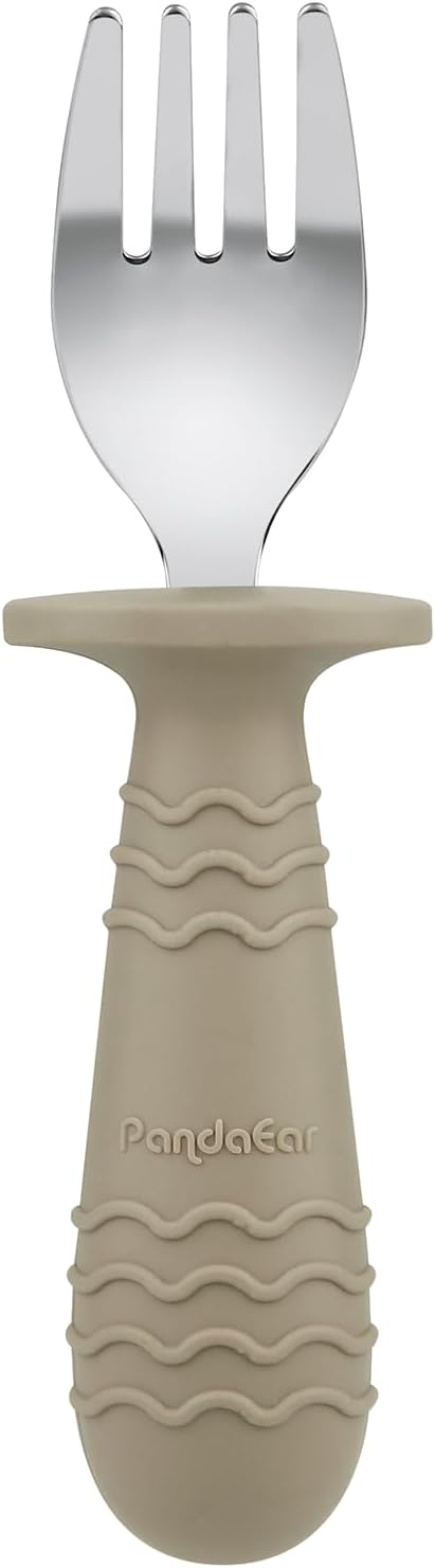 PandaEar Conjunto de Talheres Infantis com 6 Peças | Conjunto de Garfo e Colher para Bebê | Talheres Infantis em Aço Inoxidável para Alimentação Independente a partir de 12 Meses com Suporte de Silicone