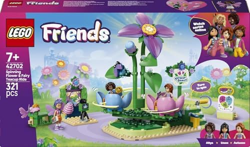 LEGO Friends Brinquedo Xícara de Chá Giratória com Flor e Fada - Inclui 3 Mini Bonecas, Cabine de Selfie e Acessórios - Ideia de Presente de Aniversário para Meninas a partir de 7 Anos - 42702
