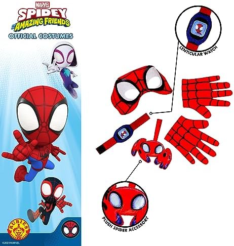 Conjunto de acessórios de fantasia infantil oficial da Rubies Marvel, inspirado no Homem-Aranha e seus incríveis amigos, para o Halloween.