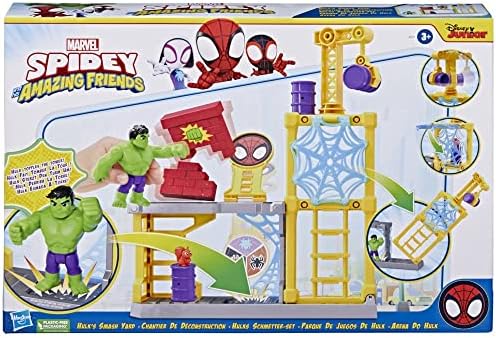 Hasbro Marvel Homem-Aranha e Seus Incríveis Amigos Hulk's Smash Yard Brinquedo Pré-escolar, Conjunto de Brinquedos do Hulk para Crianças a partir de 3 Anos, Multicolorido, Tamanho Único (F3717)