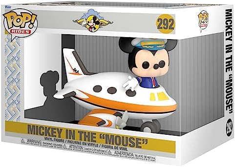 Funko Pop! Rides: Disney - Mickey Mouse com Avião - Exclusivo da Amazon - Figura de Vinil Colecionável - Ideia de Presente - Produto Oficial - Brinquedos para Crianças e Adultos - Fãs de Filmes