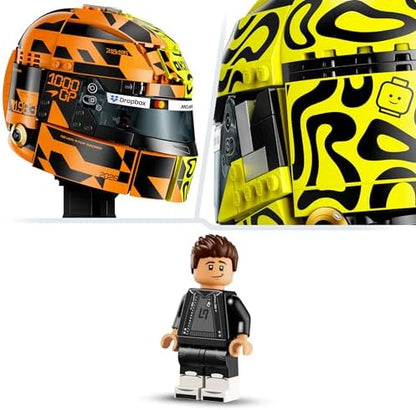 LEGO® McLaren Capacete Mastercard F1 Team Lando Norris - Produto Oficial de F1 - Kit de Modelo para Exibição com Minifigura Colecionável - Presente para Meninos a partir de 14 Anos e Fãs Adultos de Automobilismo - 43023