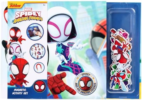 Conjunto de atividades magnéticas Disney Junior Spidey e seus Incríveis Amigos, 40 ímãs, jogo interativo, diversão criativa, ideal para levar para qualquer lugar (SP24358)