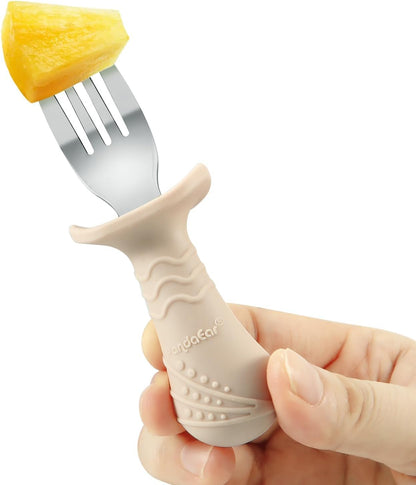 PandaEar Conjunto de Talheres Infantis para Bebês e Crianças, 6 Peças, Garfo e Colher, Aço Inoxidável com Revestimento de Silicone, Design Antiengasgo, Livre de BPA