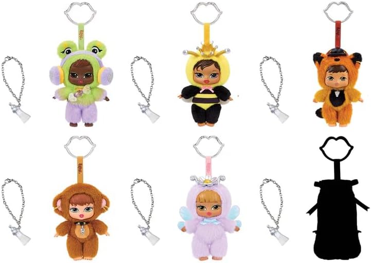 Bratz Bratziez Iconz Bestiez – Pelúcia Colecionável (6 Personagens), Rosto Rígido, Clipe com Pingente em Formato de Boca, Acessório de Mamadeira, Para Maiores de 6 Anos