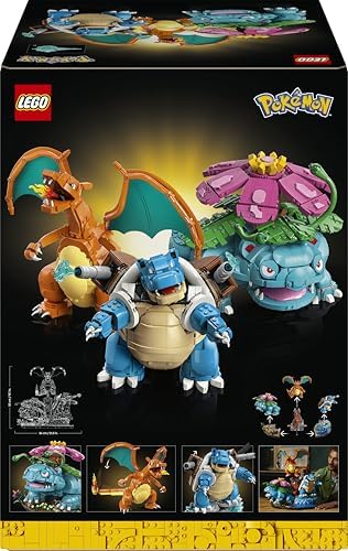 LEGO Pokémon Venusaur, Charizard e Blastoise - Kit de Modelo 3D para Adultos - 3 Figuras de Anime para Decoração de Quarto ou Mesa - Presente Colecionável para Fãs de Jogos - 72153