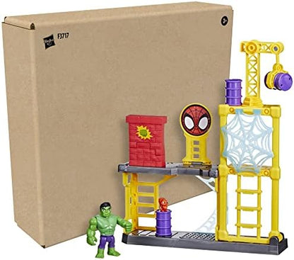 Homem-Aranha e seus amigos incríveis - Marvel Hulk's Smash Yard | Conjunto de brinquedo com figura do Hulk, torre que tomba e parede que quebra | Brinquedos de super-heróis para crianças a partir de 3 anos, meninos e meninas | Ideia de presente