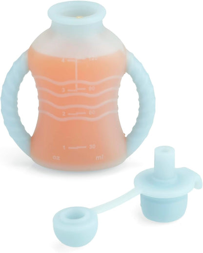 PandaEar Conjunto de 3 saquinhos de silicone reutilizáveis para papinha com 3 colheres dosadoras e funil | Saquinho para armazenar alimentos infantis de 120ml com alça | Saquinhos de silicone sem BPA para papinhas caseiras
