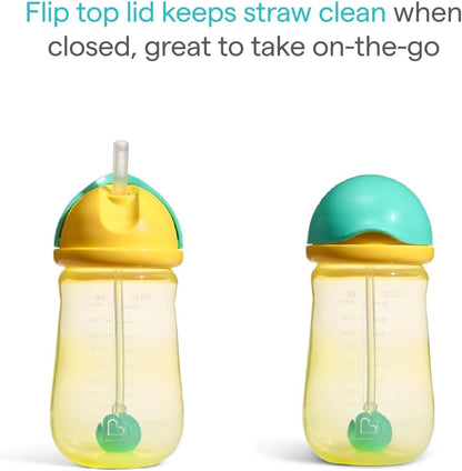 Munchkin Copo com Canudo Tip and Sip | Kit com 2 | 12m+ | 296 ml | Azul/Amarelo