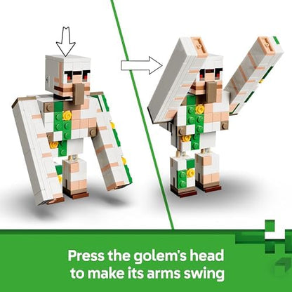 LEGO Minecraft Ataque no Deserto do Cavaleiro Galinha - Brinquedo com 6 figuras, incluindo Golem de Ferro e Lobo Bebê - Decoração para Quarto Infantil - Presente Gamer para Meninos, Meninas e Fãs a partir de 9 Anos - 21592