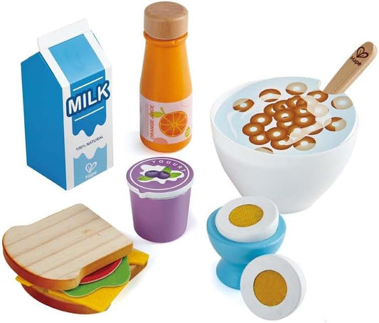 Hape E3172 Delicioso café da manhã Playset Food Set com colher de brinquedo para fingir brincar | 3+ anos, colorido