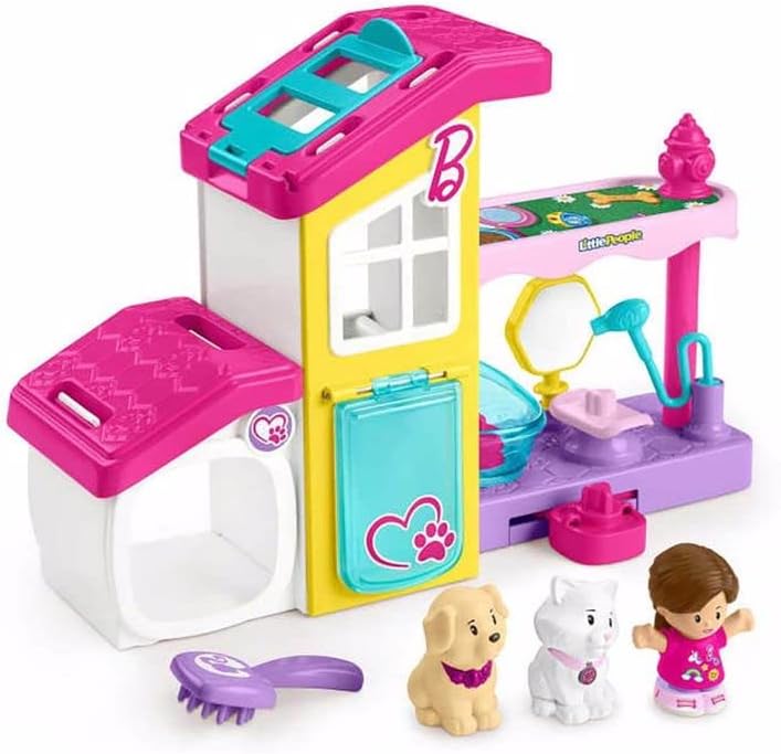 Fisher-Price Little People Barbie Brinquedo para Crianças Pequenas: Spa para Animais de Estimação com Música e Sons para Brincar de Faz de Conta - HJW76