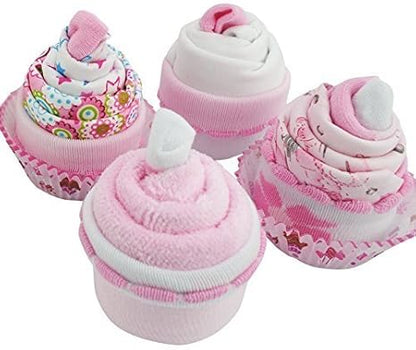 Conjunto de 4 caixas de cupcakes com meias para bebês