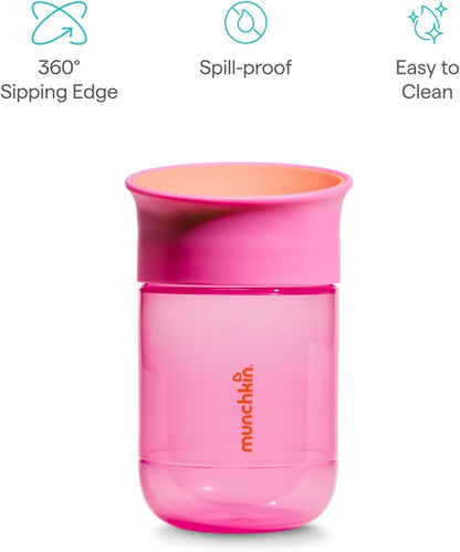 Munchkin Kit com 2 Copos : Copo com Canudo Perfect Angle e Copo Miracle | 296 ml | Coral