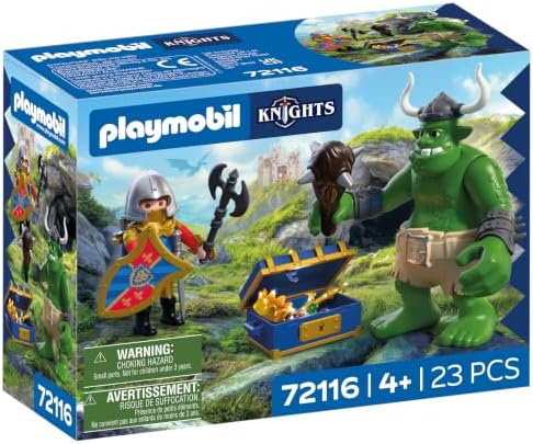 Playmobil | Cavaleiros | Troll com Tesouro do Cavaleiro do Leão | Figura de Troll com Clava Móvel e Baú de Tesouro | Brinquedo de Cavaleiros para Crianças a partir de 4 anos | 72116