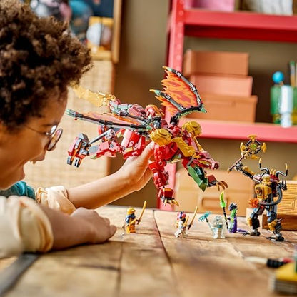 LEGO NINJAGO Dragão Mecânico Transformável do Wyldfyre - Figura de Ação Ninja 2 em 1 com o Mecânico da Imperatriz Beatrix e 6 Minifiguras - Presente de Aniversário para Meninos e Fãs a partir de 9 Anos - 71868