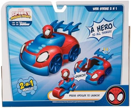 Homem-Aranha e seus Incríveis Amigos Marvel SNF0113 2 em 1 Veículo de Ataque com Lançador de Teias - Brinquedo Essencial para Todos os Fãs do Homem-Aranha