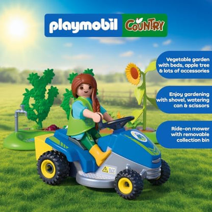 Playmobil | Country | Horta Idílica | Conjunto de Jardim com Trator Cortador de Grama, Vegetais para Colher e Muitos Acessórios | Para Crianças a Partir de 4 Anos | 72165