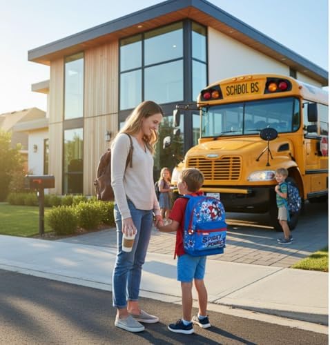 Mochila Infantil Marvel Homem-Aranha e Seus Incríveis Amigos | Mochila Escolar do Homem-Aranha Leve e Resistente em Poliéster | Perfeita para Creche, Pré-escola e Viagens | Design "Homem-Aranha ao Poder 3"