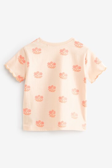 |Girl| Camiseta Vieira de Manga Curta - Flor Rosa Fluro (3 meses - 7 anos)