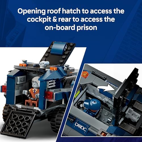 LEGO | Perseguição no Transporte da Prisão do Homem-Aranha da Marvel - Brinquedo de Super-Herói com Carro Blindado e 4 Minifiguras, incluindo Tombstone e Tarantula - Presente para Meninos a partir de 8 Anos e Fãs do Filme - 76349