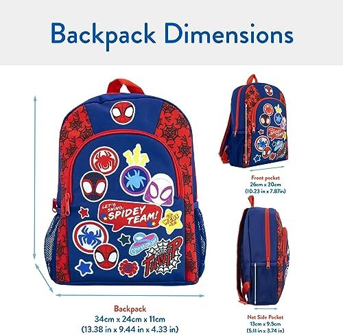 Mochila Marvel Homem-Aranha | Mochila Infantil do Homem-Aranha e Seus Incríveis Amigos | Mochila Escolar para Meninos | Mochilas Infantis | Tamanho Único