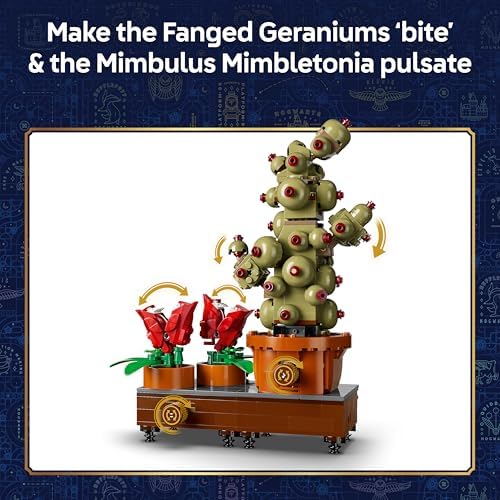 LEGO Harry Potter Hogwarts Herbologia Plantas - Brinquedo Interativo com Vasos de Plantas Artificiais com Flores - Decoração para Quarto Infantil - Presente para Fãs Adolescentes e Meninas a partir de 12 Anos - 76474