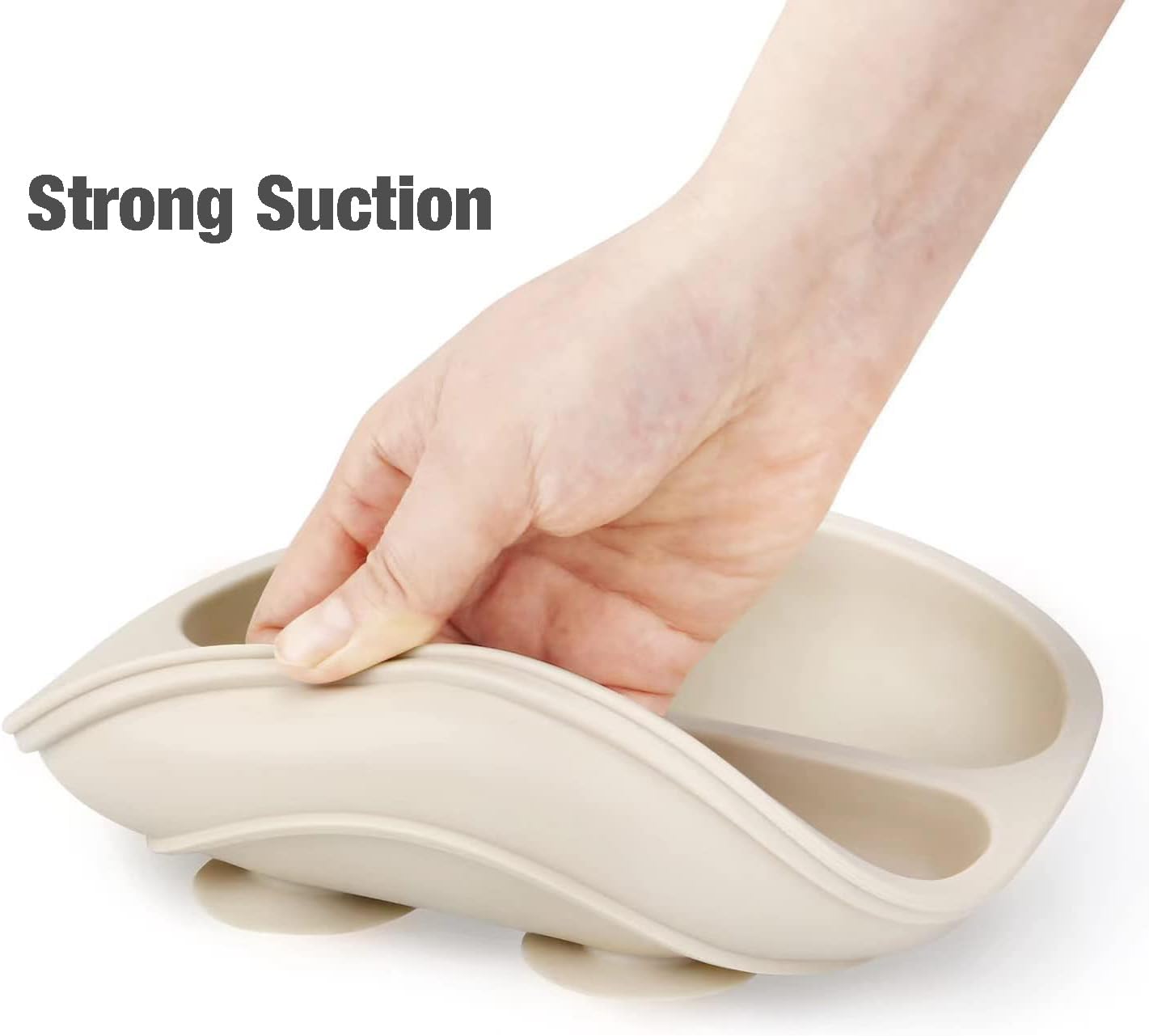 PandaEar Conjunto de 3 pratos de silicone para bebês , com ventosa, divididos, para introdução alimentar e refeições, livres de BPA (rosa, linho, rosa claro)