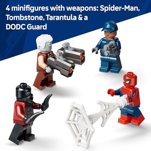 LEGO | Perseguição no Transporte da Prisão do Homem-Aranha da Marvel - Brinquedo de Super-Herói com Carro Blindado e 4 Minifiguras, incluindo Tombstone e Tarantula - Presente para Meninos a partir de 8 Anos e Fãs do Filme - 76349