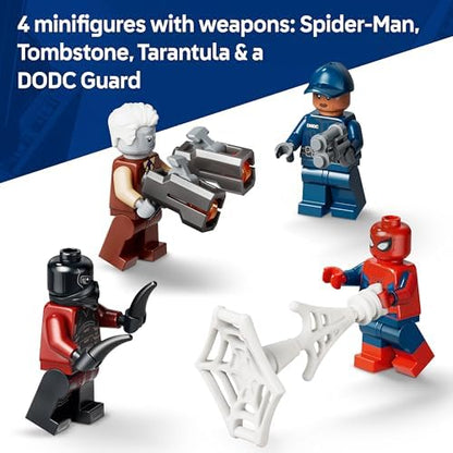 LEGO | Perseguição no Transporte da Prisão do Homem-Aranha da Marvel - Brinquedo de Super-Herói com Carro Blindado e 4 Minifiguras, incluindo Tombstone e Tarantula - Presente para Meninos a partir de 8 Anos e Fãs do Filme - 76349