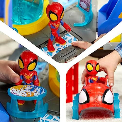 Conjunto de Brinquedo Marvel Spidey e Sua Turma: Web-Quarters (QG da Teia) com Boneco do Spidey, Veículo e Acessórios