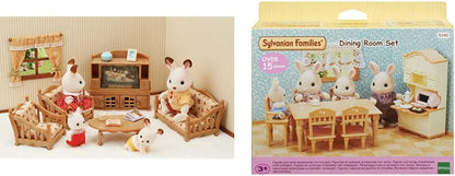 Sylvanian Families Conjunto de sala de estar confortável e conjunto de sala de jantar 5340, multicolorido