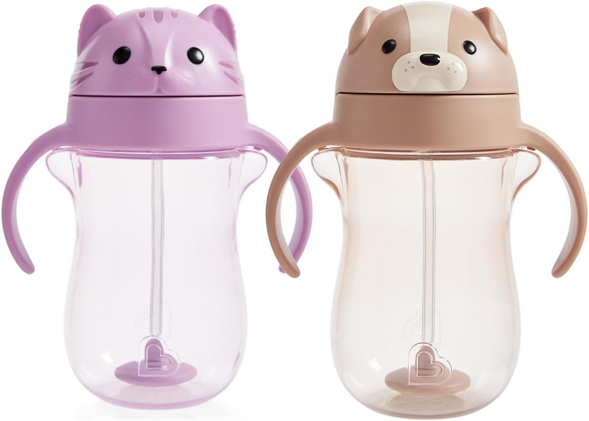 Munchkin Copo de Treinamento com Canudo Any Angle (Pacote com 2) | 296 ml | Cachorro e Gato