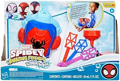 Marvel Homem-Aranha e Seus Incríveis Amigos – Lançador de Bolhas de Água com 3 Varinhas, Solução para Bolhas e Funil de Recarga – Brinquedo de Faz de Conta para Crianças a partir de 3 Anos