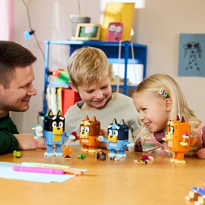 LEGO Bluey - Família Bluey Construída com Peças - Brinquedo Educativo com 4 Figuras com Expressões Mutáveis e Acessórios - Conjunto Montessori - Presente de Aniversário para Meninas e Meninos a partir de 5 Anos - 11217