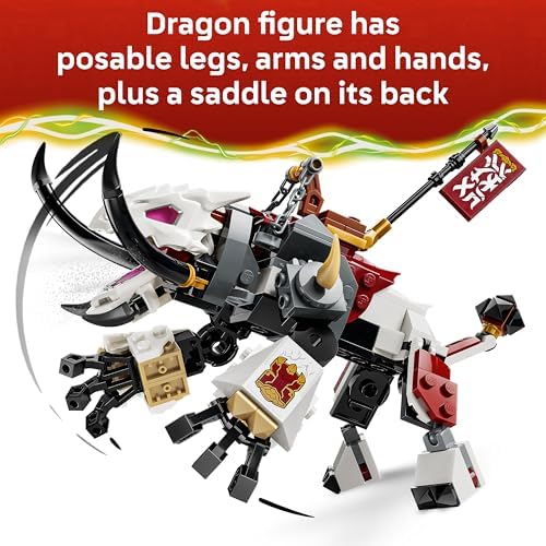 LEGO NINJAGO Zilvar e Grimtak, a Besta Dragão - Brinquedo Ninja com Figura de Ação, 3 Minifiguras incluindo Kai e Nya - Presente de Aniversário para Meninos a partir de 7 Anos e Fãs de Dragões - 71863