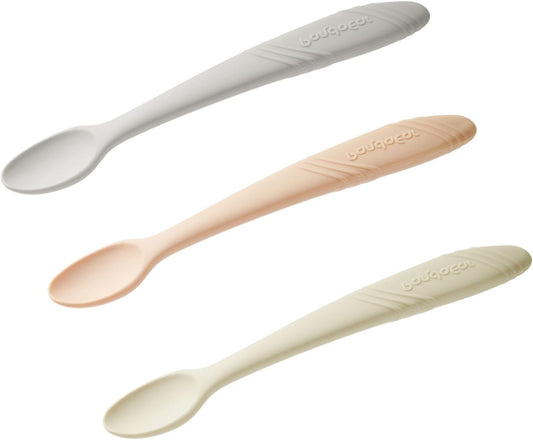 PandaEar Conjunto de 7 colheres de silicone para alimentação de bebês, colheres de treinamento para a primeira fase da introdução alimentar, utensílios infantis, suprimentos para alimentação,