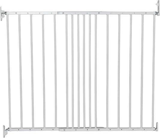 BabyDan Copenhagen, Cubre aberturas entre 62,5-106,8 cm/24,6-42 pulgadas, Puerta de escalera extensible/Puerta para bebés/Puerta de seguridad, Metal, Blanco, Hecho en Dinamarca - (Puerta para mascotas/Puerta para perros)